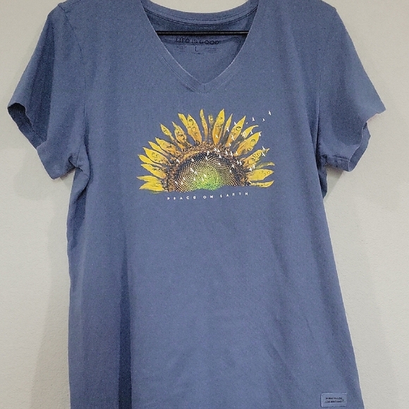 Life Is Good Tops - Life is Good Blue Sunflower Women's Top